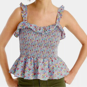 J.CREW x Liberty London Smocked Ruffle Top Favourite Flowers print tank blouse